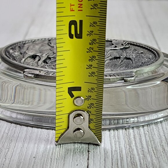 Vintage Heritage Metalworks Fine Pewter Moose & Glass Oval Paperweight 1997 - Picture 9 of 10